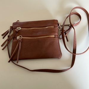 Brand New Brown Leather Crossbody Purse